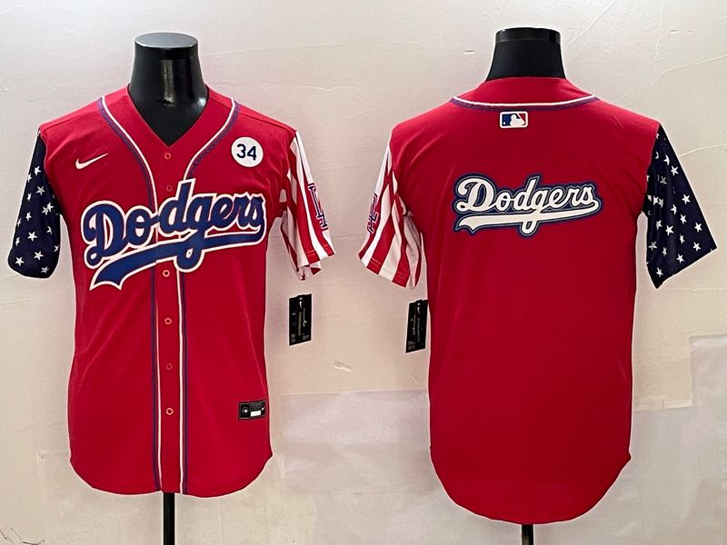Men Los Angeles Dodgers Blank Red a generation of national flags Joint name 2025 Nike MLB Jersey style 22->los angeles dodgers->MLB Jersey